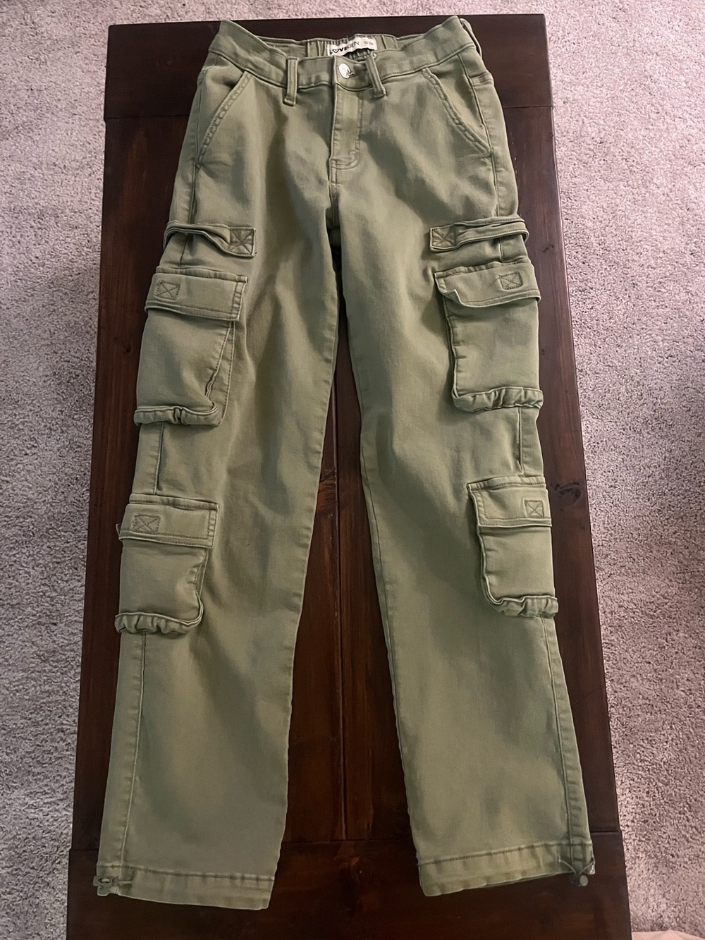 Lovegen Olive Green Cargo Pants with Utility Pockets